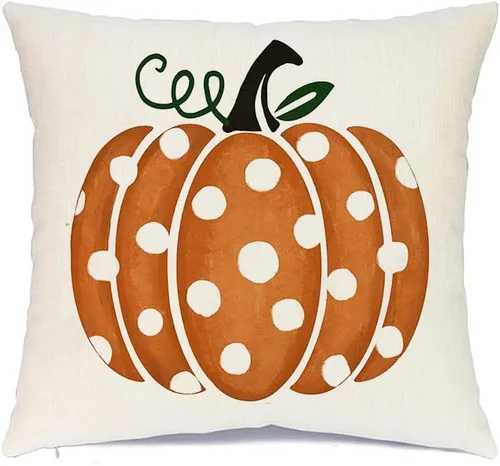 Miniatura 8 de RABUSOFA Dark Blue Polka Dot Pumpkin Fall Pillow Covers,Seasonal Autumn Thanksgiving Decorative Throw Pillows Fall Decorations for Home Couch Decor