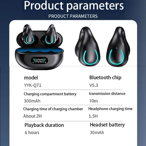 Miniatura 6 de Auriculares inalámbricos de oreja abierta Bluetooth con clip en mini auriculares estuche de carga para auriculares deportivos de conducción ósea