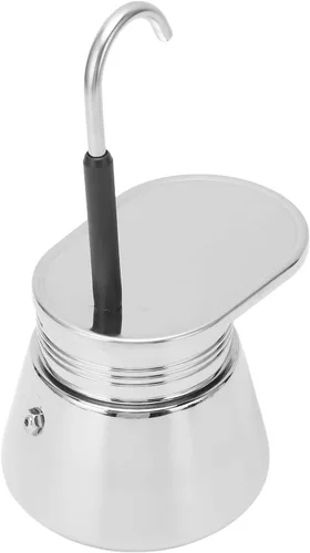 Miniatura 8 de Cafetera portátil de acero inoxidable para estufa de un solo canal, cafetera de café clásico para acampar en casa 50mL
