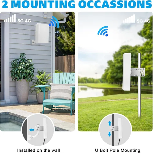 Miniatura 2 de Maswell Antena MIMO direccional 4G 5G 2X2 para exteriores, alta ganancia 10dBi, potenciador de señal celular 700-3800MHz con rango de 6.2 mi, cables