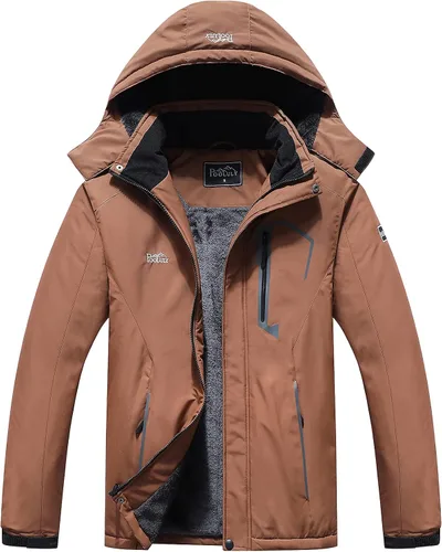 Miniatura 8 de Pooluly - Chaqueta impermeable de invierno, esquí, snowboard, para hombre, con capucha, rompevientos. Azul marino (Navy Print)