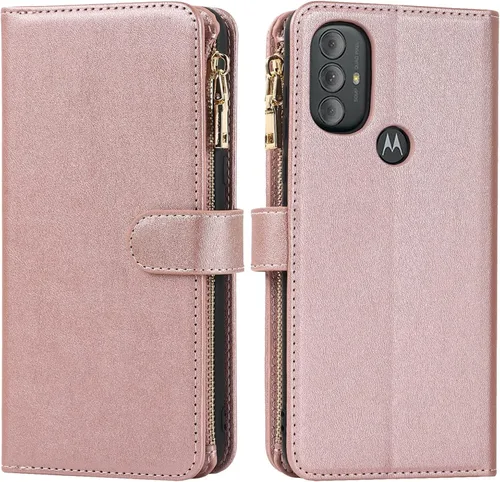 Miniatura 7 de Funda para Motorola Moto G Pure (2021)/Moto G Power (2022)/Moto G Play (2023) Funda tipo cartera, [9 ranuras para tarjetas] Collar cruzado ajustable