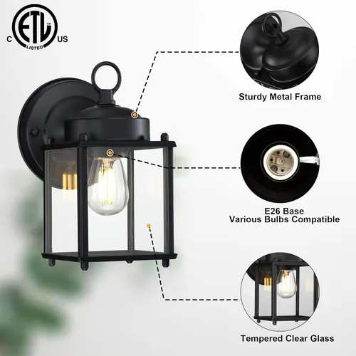 Miniatura 4 de GRUENLICH Aplique de Pared para Exteriores, Accesorios de Iluminación de Pared Exteriores con Vidrio Transparente, Iluminación de Porche Frontal