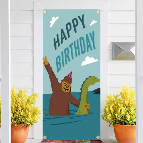 Bigfoot Loch Ness Monster - Decoración para fiesta de cumpleaños, baby shower o fiesta temática de monstruos, cabina de fotos, decoración de telón