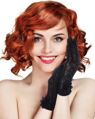 Miniatura 2 de SATINIOR Guantes florales de encaje para mujer, elegantes guantes de encaje cortos, guantes de verano para boda, Halloween, fiesta de cosplay
