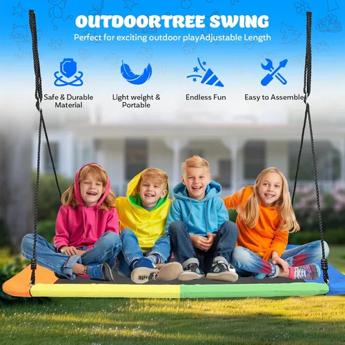 Miniatura 3 de Columpio de árbol rectangular gigante de 60 pulgadas para niños y adultos, resistente al agua y duradero, columpio grande para árbol al aire libre