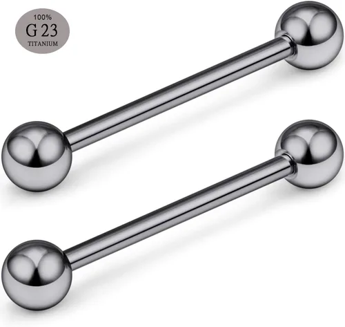 Miniatura 2 de SCERRING Piercing de titanio de grado 23 con rosca externa para pezón, retenedor de piercing 14G y 16G, se vende por par