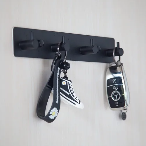 Miniatura 8 de Ganchos adhesivos negros para toallas para baño, montaje en pared, sin taladro, para ducha, resistente, gancho de pared, toallero autoadhesivo