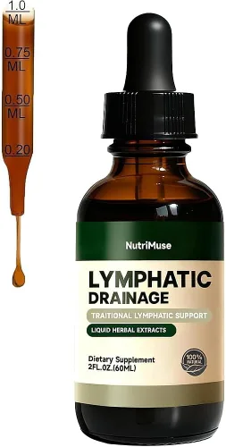 Gotas de drenaje linfático con saúco y equinácea, sin OMG, para apoyo inmunológico, desintoxicación natural y flujo linfático, sin alcohol, 2 onzas