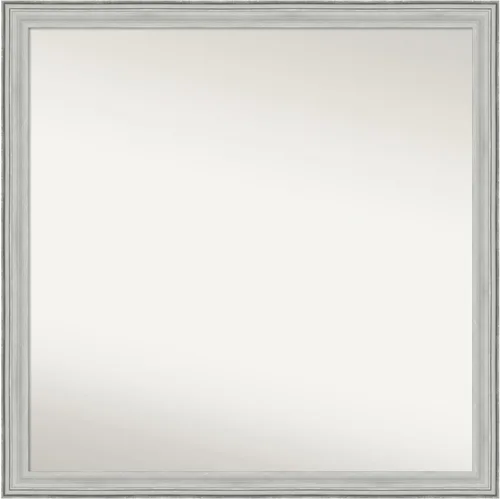 Miniatura 345 de Amanti Art Espejo de baño plateado para sobre fregadero, 25 x 25 pulgadas, espejo de tocador cuadrado estrecho de níquel cepillado, marco de madera
