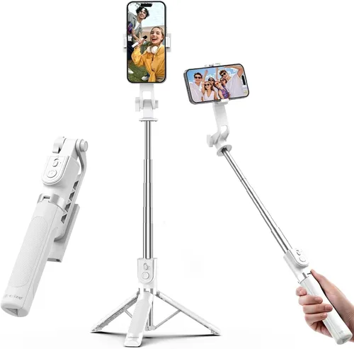 Miniatura 8 de UBeesize Trípode para selfie stick para iPhone y Android, trípode extensible de 52 pulgadas con control remoto, palos de selfie portátiles