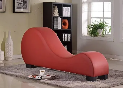Sofá moderno de piel sintética, muebles exóticos, tumbona, estiramiento, silla de yoga de relajación (lápiz labial rojo)