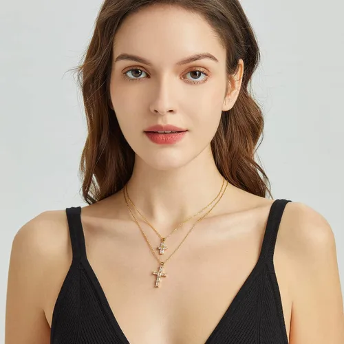 Miniatura 2 de Collar de Ojo Malvado para Mujer 18K Chapado en Oro Collar de Ojo Malvado en Capas Joyería de Ojo Malvado Hecha a Mano Collar de Protección