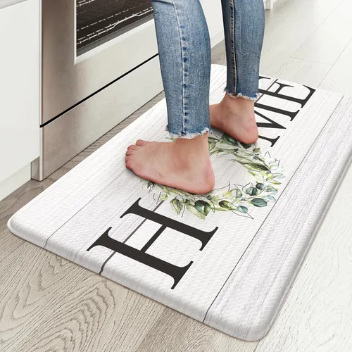 Miniatura 28 de KIMODE Alfombra Antifatiga para Cocina 2 Piezas, Alfombras de Cocina Impermeables y Antideslizantes, Alfombra de Cocina de Estilo Rústico para Piso