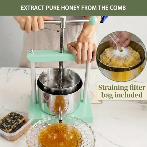 Miniatura 7 de Prensa de vino manual EJWOX verde con asa superior de 0.53 galones - Prensa de acero inoxidable para frutas y hierbas para jugo, sidra, tintura