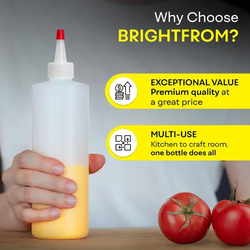 Miniatura 6 de BRIGHTFROM Botellas exprimibles para condimentos, botella vacía de 12 onzas con tapa superior roja, a prueba de fugas, ideal para salsa de tomate