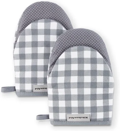 Miniatura 8 de Juego de 2 manoplas mini para horno Kitchenaid Gingham, Terciopelo Azul, 5.5"x8