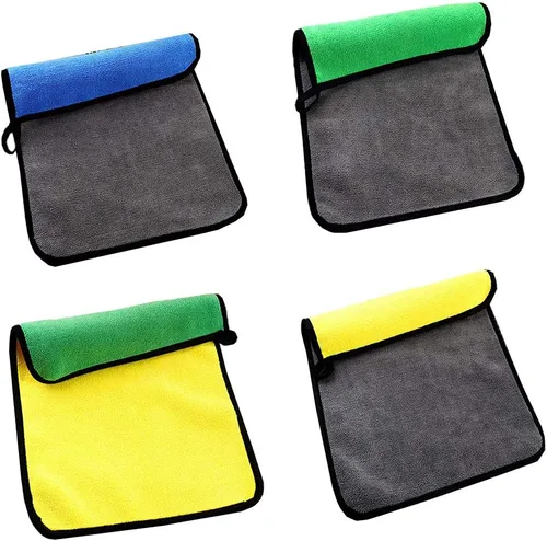 Miniatura 3 de Paños de limpieza, cuidado del automóvil, paño de secado de limpieza, pulido de cera, toalla de lavado de muebles de cocina, amarillo + gris