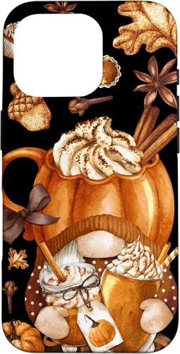Miniatura 20 de Funda para iPhone 16 con diseño de calabaza y especias de gnomo de Acción de Gracias