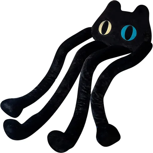 vitegaw Almohada larga de felpa con diseño de gato negro de 39 pulgadas, lindos animales de peluche Kawaii suaves, juguetes de peluche grandes,