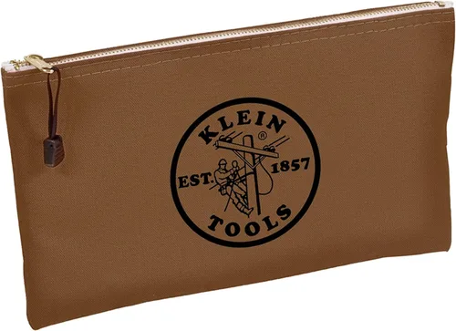Miniatura 9 de Klein Tools 5141, bolsa de herramientas con cremallera, bolsa de lona para depósitos bancarios, bolsa utilitaria de lona, 12.5 x 7 pulgadas, Marrón