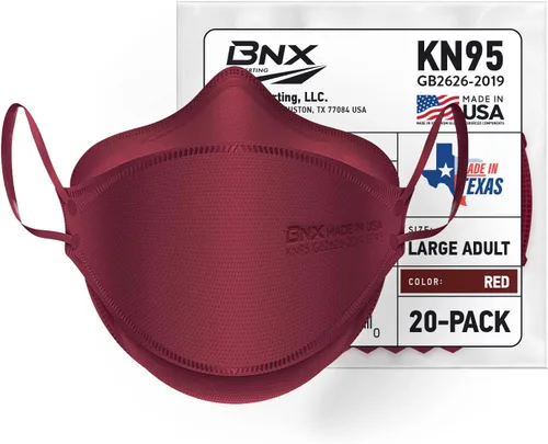 Miniatura 2 de BNX - Paquete de 20 mascarillas KN95, mascarilla desechable de partículas KN95 fabricada en Estados Unidos, estilo tri-fold cup/fish