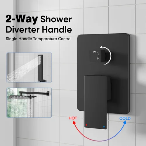 Miniatura 6 de ESNBIA - Sistema de regadera, estilo lluvia de 12 pulgadas para baño con juego combinado de mano, sistema dual de alta presión montado en la pared
