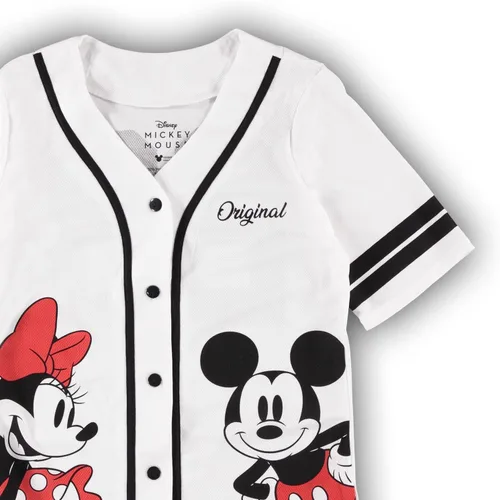 Miniatura 5 de Disney Camiseta de béisbol de Mickey Mouse con botones para mujer, diseño de Mickey y Minnie Mouse