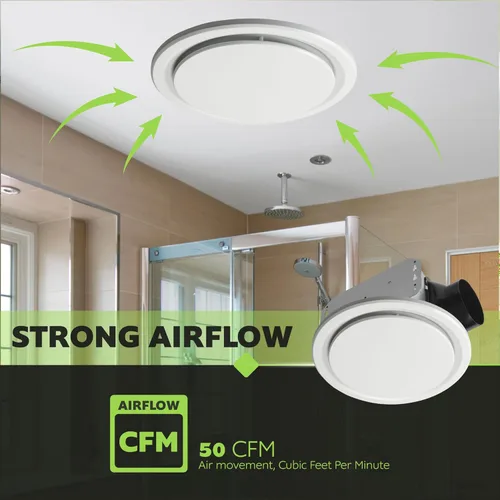 Miniatura 5 de Homewerks 7140-50-G3 Ventilador de baño para montaje en techo, ventilación de escape, ultra silencioso 1.0 Sones, 50 CFM, blanco