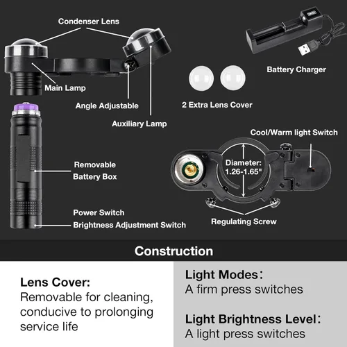 Miniatura 6 de YUZES Luz para Pistola de Pintura en Aerosol con Cargador, Luz Blanca/Cálida 2 Modos, 3 Niveles de Brillo Ajustable, Sistema de Iluminación LED