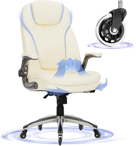 Silla de oficina ejecutiva, silla ergonómica de escritorio para computadora con ruedas mejoradas para giratoria, silla de oficina con respaldo alto