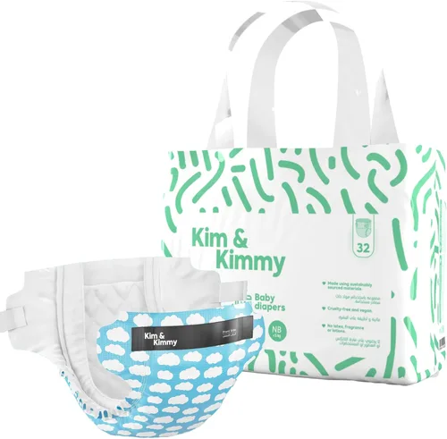 Miniatura 33 de Kim & Kimmy Pañales ecológicos, recién nacidos, hasta 11 libras, 32 pañales – Protección contra fugas de 12 horas, sin erupciones, hipoalergénicos