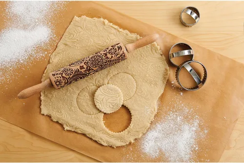 Miniatura 3 de Mrs. Anderson's Baking Rodillo en relieve, diseño de cachemira, madera de haya europea