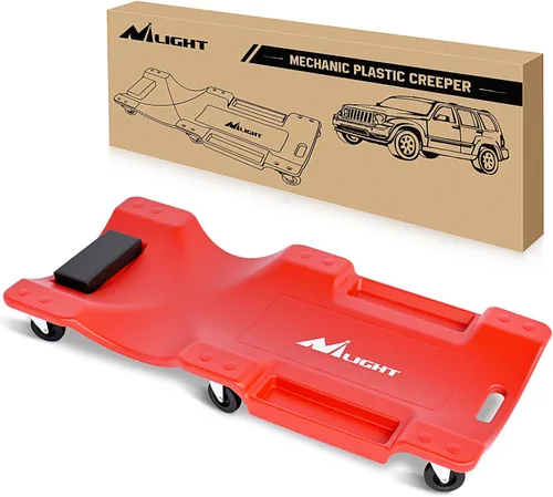 Nilight Plataforma mecánica de plástico de 40" - Plataforma mecánica resistente de 40 pulgadas con reposacabezas acolchado y 6 ruedas, capacidad de