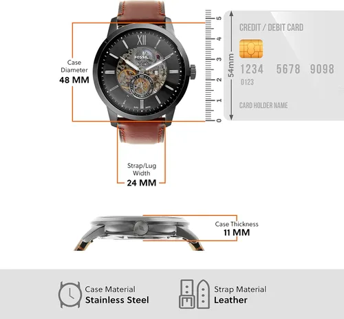 Miniatura 9 de Fossil - Reloj de pulsera automático y mecánico de estilo Townsman en acero inoxidable para hombre