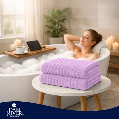 Miniatura 9 de DAN RIVER Paquete de 2 sábanas de baño de 35 x 70 pulgadas, toallas acanaladas XL de gran tamaño para adultos, toallas de felpa esponjosas y suaves