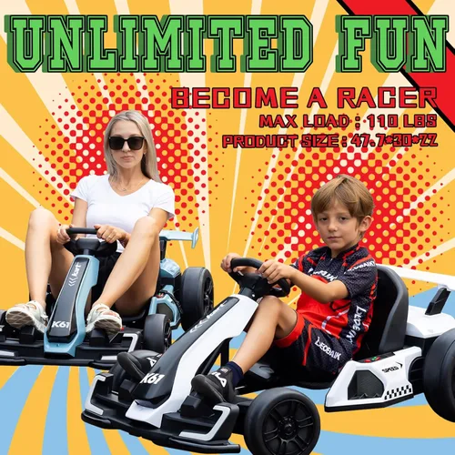 Miniatura 6 de KerryYoo K61 Go Kart - Kart eléctrico de deriva con asiento de longitud ajustable, juguete de paseo al aire libre de 24V con 4 modos de velocidad
