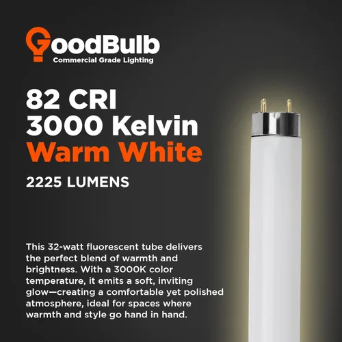 Miniatura 5 de GoodBulb Bombilla fluorescente T8 de 25 W, 36 pulgadas, 3000 K, luz blanca cálida, base bi-pin media, 2225 lúmenes, 86 CRI, 36000 horas de vida