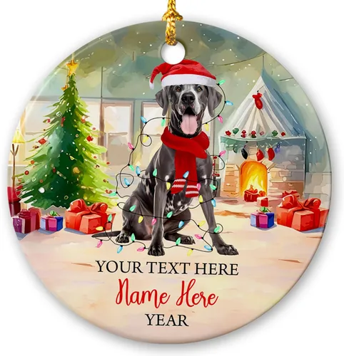 Miniatura 8 de Adorno de cerámica de Alaska Malamute de Feliz Navidad, decoración personalizada de Papá Noel, perro de Alaska Malamute nombre de perro, decoración