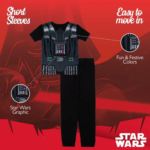 Miniatura 6 de STAR WARS Boys' 2-piece Snug-fit Cotton Matching Short-Sleeve Pajama Set, Soft & Cute for Kids