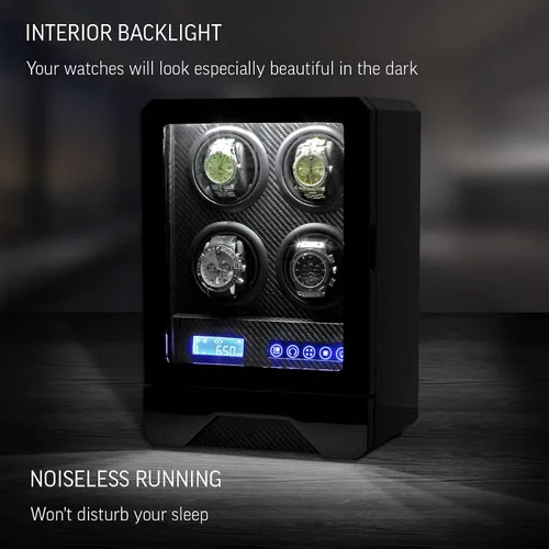 Miniatura 3 de 4 bobinas automáticas para relojes con cajón de almacenamiento retroiluminación LED y mando a distancia