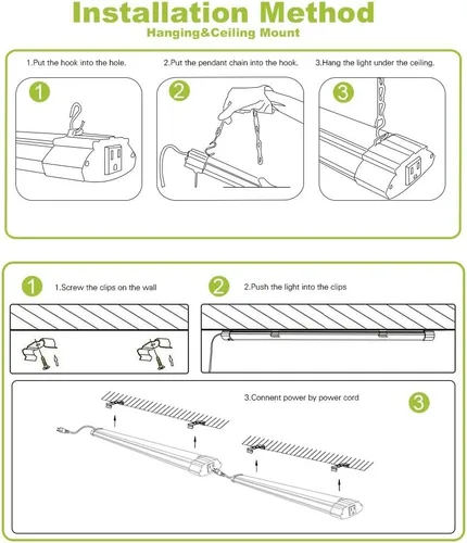 Miniatura 6 de Paquete de 1 luz LED de tienda de 4 pies, 48 W, luz LED enlazable de tienda para garaje, 3000 K, 4000 K y 5000 K, lámpara de techo integrada