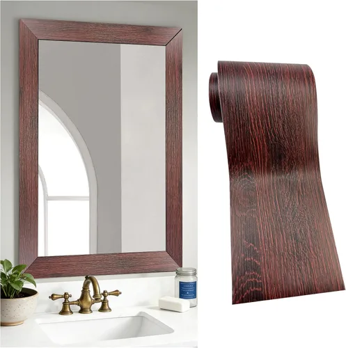Miniatura 11 de DESOMINOR Borde negro de 32 pies para despegar y pegar, borde de madera negra, extraíble, impermeable, marco de espejo de baño