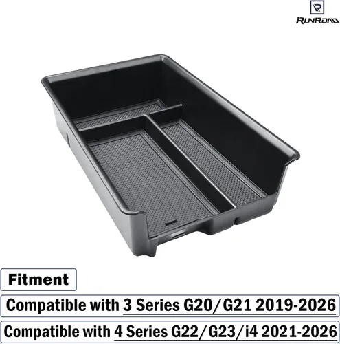 Miniatura 2 de RUNROAD Organizador de consola central compatible con BMW Serie 3 G20/G21 2019-2026 y Serie 4 G22/G23/i4 2021-2026 Accesorios, bandeja de consola