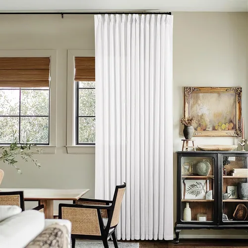 Miniatura 190 de Cortinas de lino natural con pliegues fruncidos de 120 pulgadas de largo para sala de estar, cortinas plisadas con ganchos y lengüeta trasera