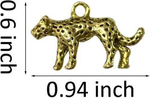 Miniatura 2 de 30 dijes de leopardo de aleación 3D de guepardo, dijes de animales de imitación de gato grande, accesorios para pulseras, collares, aretes