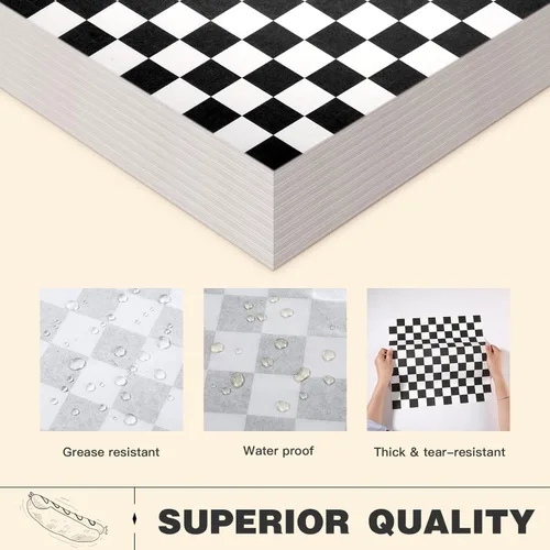 Miniatura 3 de Colarr 1000 hojas de papel encerado a granel de 15 x 15 pulgadas, papel grande para envolver sándwiches a cuadros, para hamburguesas, pan, Negro