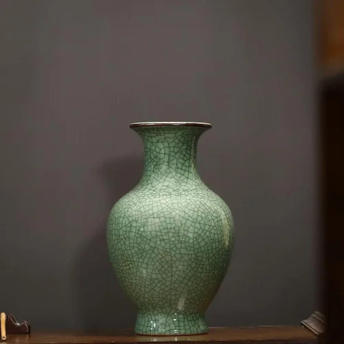 Miniatura 9 de Jarrón de Arte Cerámico Chino Hecho a Mano de Porcelana Antigua con Esmalte de Grieta de Hielo Grande Botella de Flores de Porcelana China