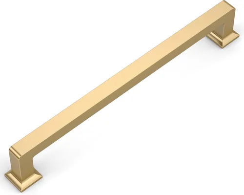 Miniatura 11 de Amerdeco - Paquete de 10 tiradores de latón cepillado para armarios con orificio central de 3 pulgadas (76 mm), tiradores para armarios de cocina
