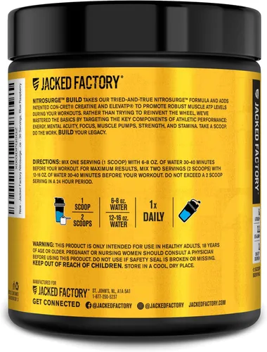 Miniatura 8 de Jacked Factory Nitrosurge Build - Preentrenamiento con creatina para construcción muscular, polvo de creatina con cret y elevATP para energía
